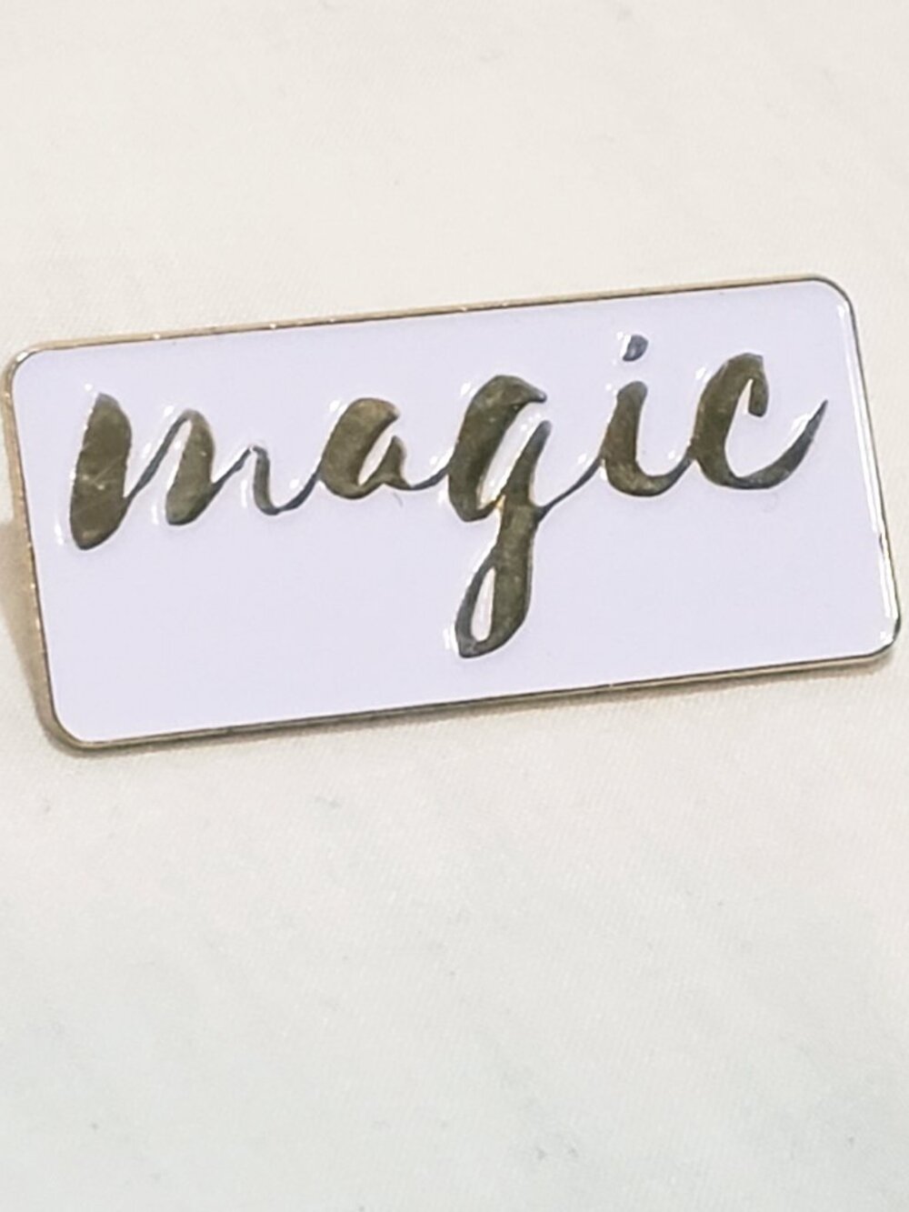 Magic Rectangle Lapel Pin 1" Brooch White Silver tone